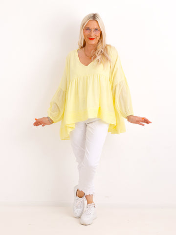 Oversize Tunika FAYE.S – 100% Baumwolle – Semi-transparent – Gr. 36-46