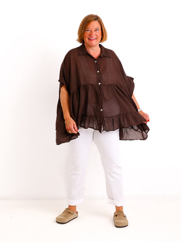 Luftige Baumwoll-Tunika KIMBERLY.S – Volants – Oversize – Gr. 38-50