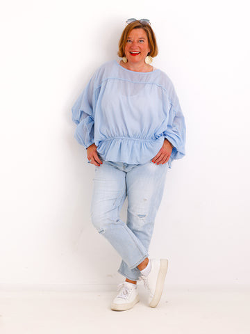 Oversize-Tunika LUNA.S – 100 % Baumwolle – Fledermausärmel – Gr. 38-48