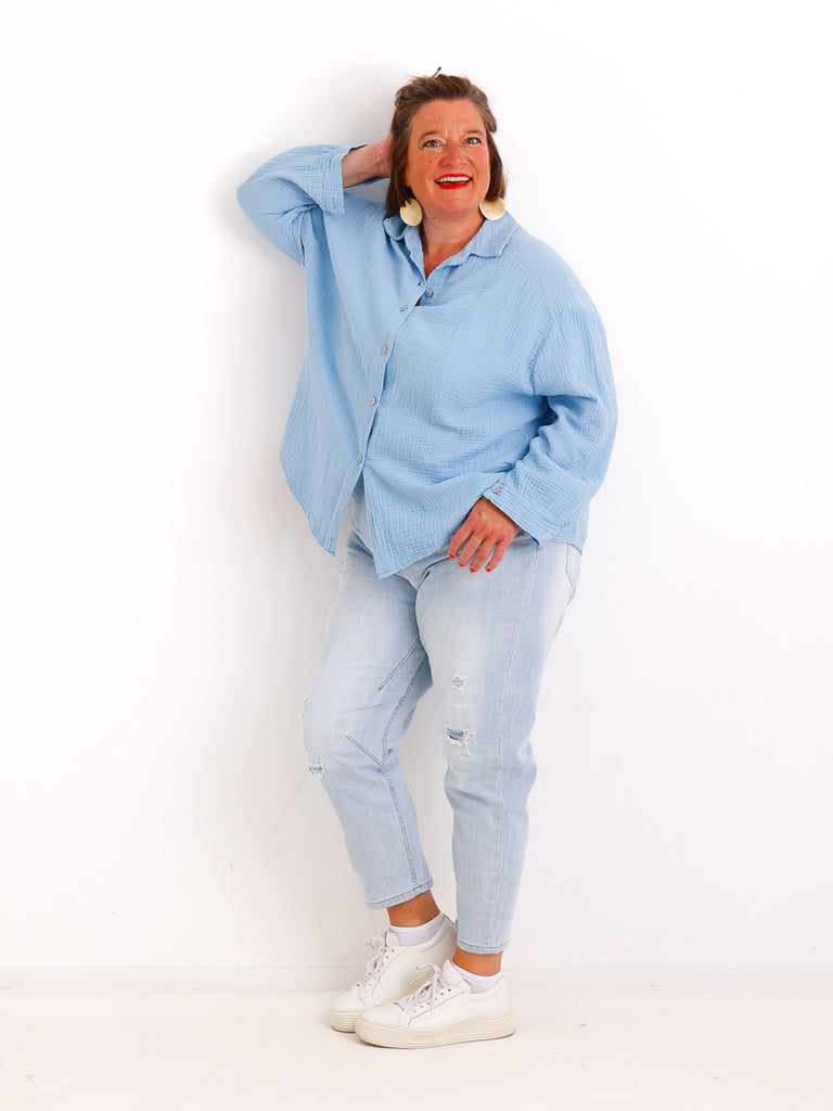Musselin Oversize Bluse SIENNA.S - 100% Baumwolle - Gr. 38-44
