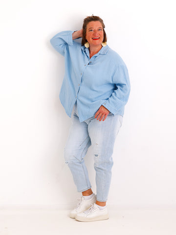 Musselin Oversize Bluse SIENNA.S - 100% Baumwolle - Gr. 38-44