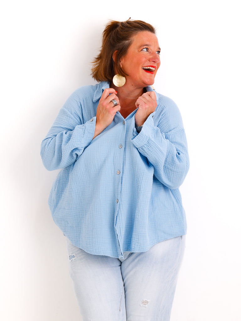 Musselin Oversize Bluse SIENNA.S - 100% Baumwolle - Gr. 38-44