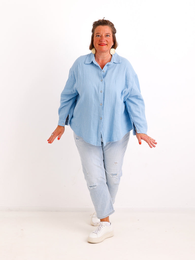 Musselin Oversize Bluse SIENNA.S - 100% Baumwolle - Gr. 38-44