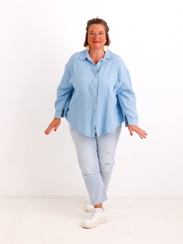 Musselin Oversize Bluse SIENNA.S - 100% Baumwolle - Gr. 38-44