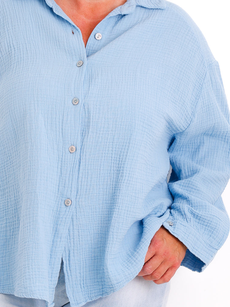 Musselin Oversize Bluse SIENNA.S - 100% Baumwolle - Gr. 38-44
