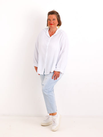 Musselin Oversize Bluse SIENNA.S - 100% Baumwolle - Gr. 38-44