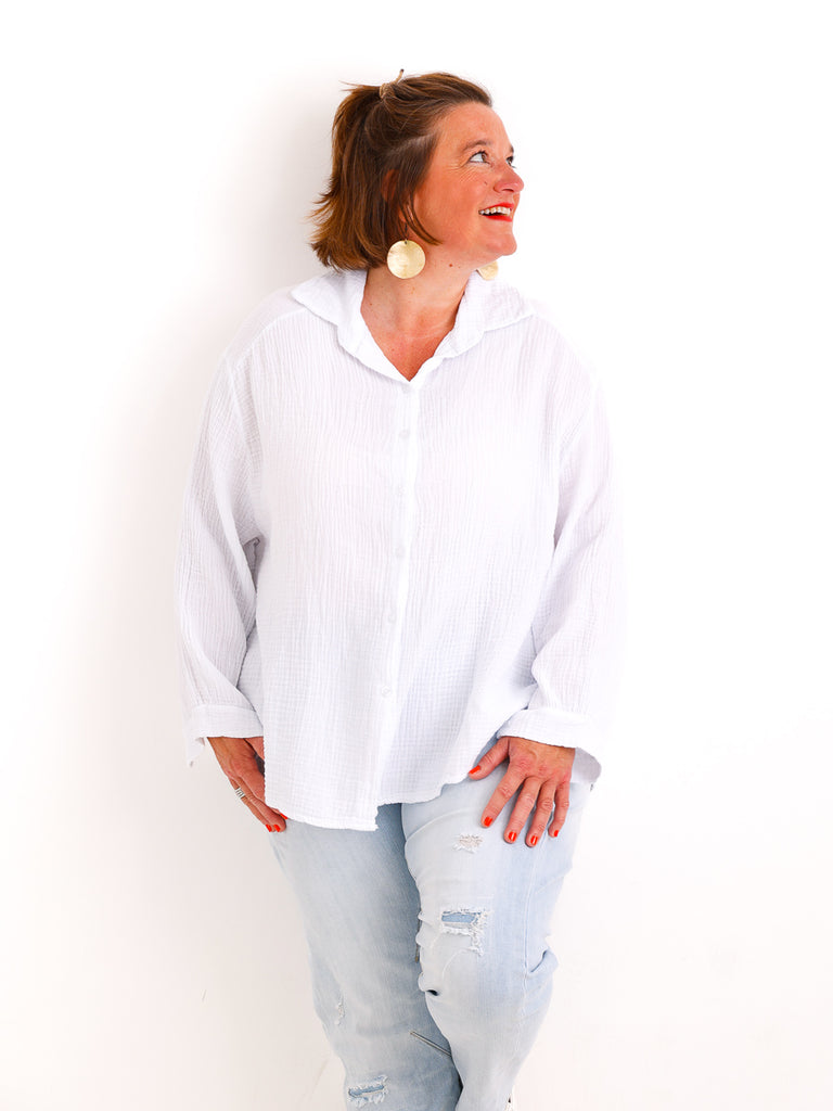 Musselin Oversize Bluse SIENNA.S - 100% Baumwolle - Gr. 38-44