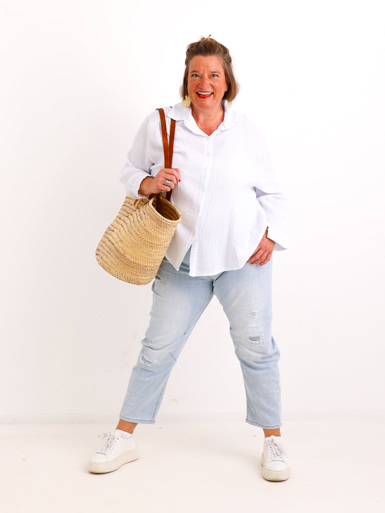 Musselin Oversize Bluse SIENNA.S - 100% Baumwolle - Gr. 38-44