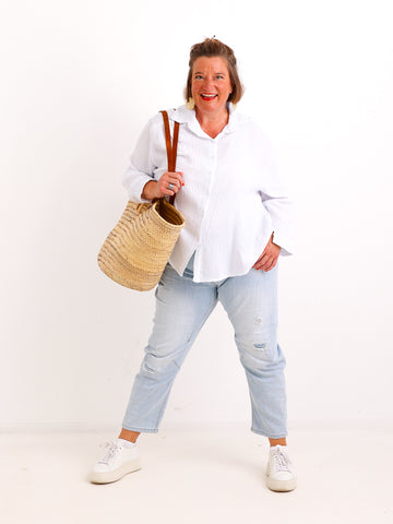 Musselin Oversize Bluse SIENNA.S - 100% Baumwolle - Gr. 38-44