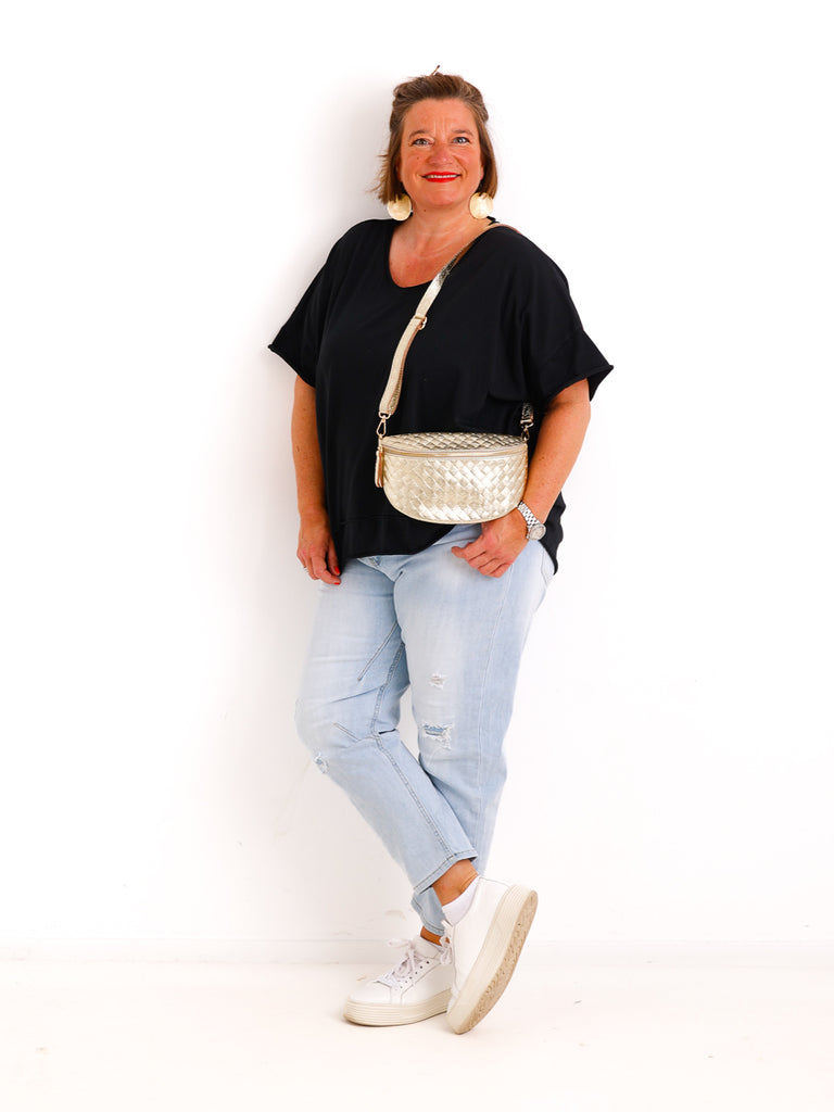 Oversize V-Neck T-Shirt JANICE.S – Premium Baumwolle – Rollsaum – Gr. 38-44