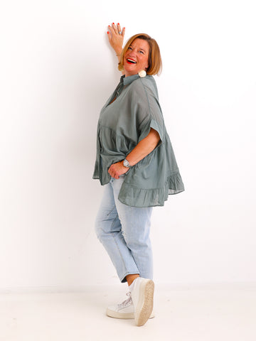 Luftige Baumwoll-Tunika KIMBERLY.S – Volants – Oversize – Gr. 38-50