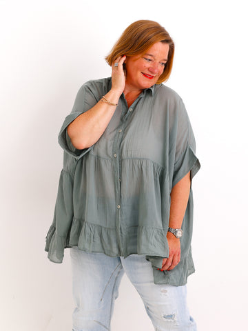 Luftige Baumwoll-Tunika KIMBERLY.S – Volants – Oversize – Gr. 38-50
