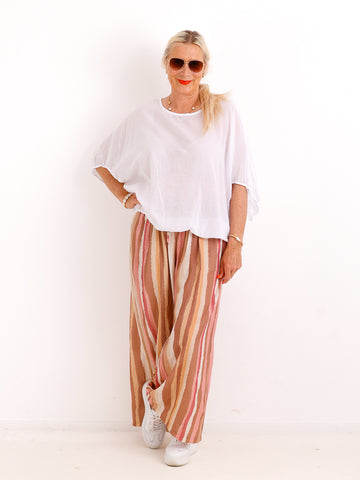 Marlenehose TOM.S mit edler Struktur-Optik – Komfort-Stretch – Beige - Gr. 38-44