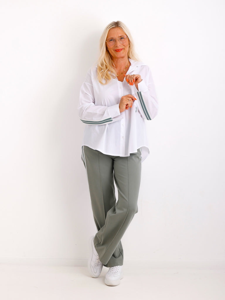 ALINA Bluse - weiß/khaki - verschiedene Größen