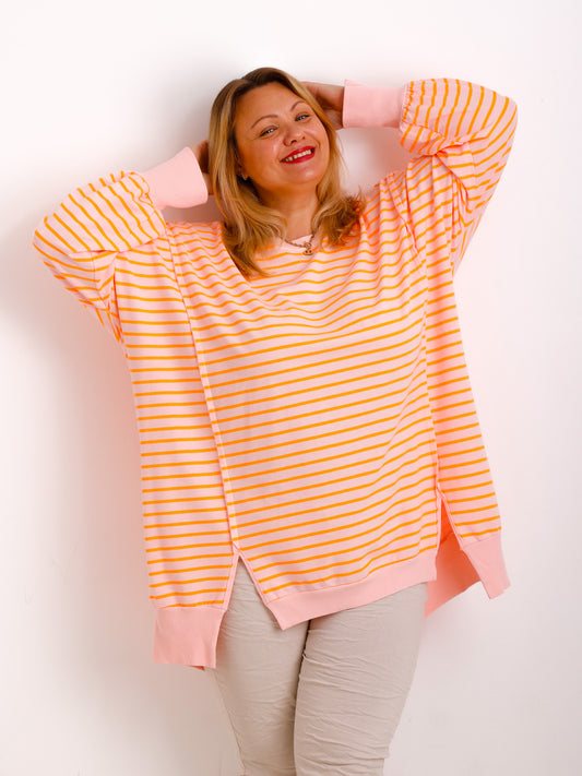 ROMY  Curvy Size Sweater - rosa/orange