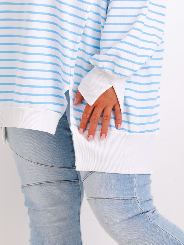 ROMY curvey Size Sweater - weiß/blau