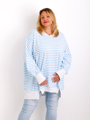 ROMY curvey Size Sweater - weiß/blau