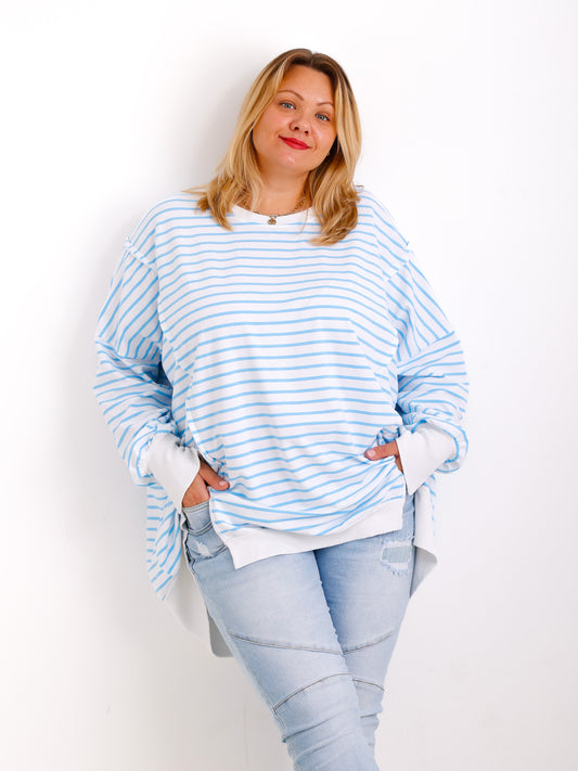 ROMY  Curvy Size Sweater - weiß/blau