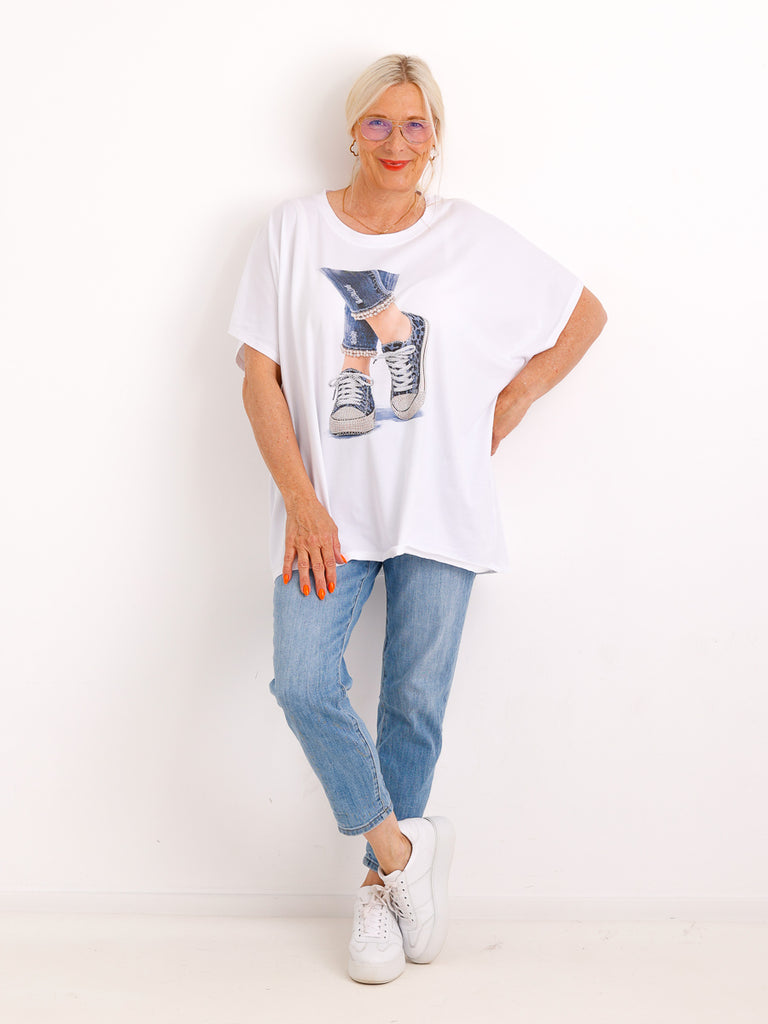 T-Shirt LEILA.S – Strass-Details & Baumwoll-Komfort - Gr. 38–46