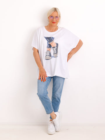 T-Shirt LEILA.S – Strass-Details & Baumwoll-Komfort - Gr. 38–46