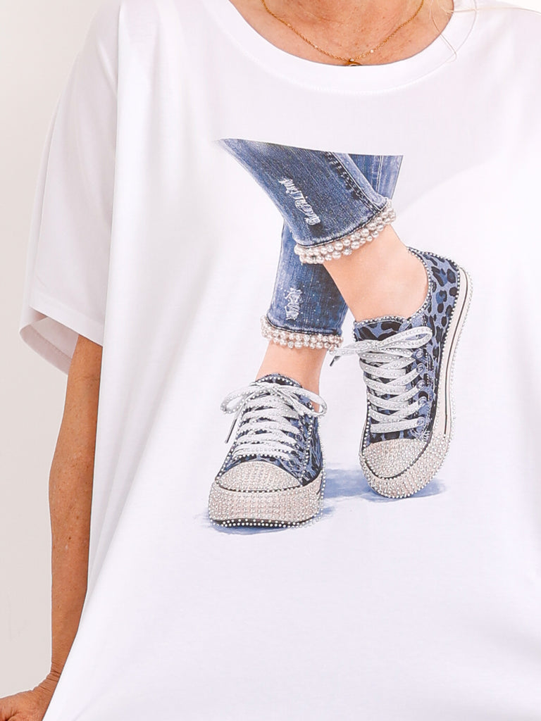T-Shirt LEILA.S – Strass-Details & Baumwoll-Komfort - Gr. 38–46
