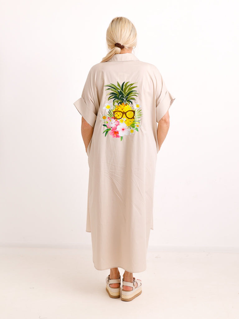 Oversize-Blusenkleid MALIA.S mit Pineapple-Stickerei – 100 % Baumwolle – Gr. 40-52