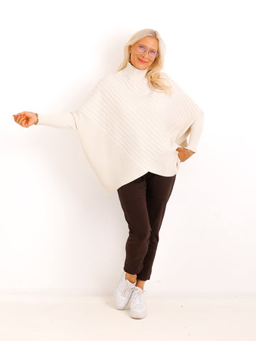 Oversize Strickpullover AMBER.S – Rippenstrick mit Turtleneck – Gr. 38–44
