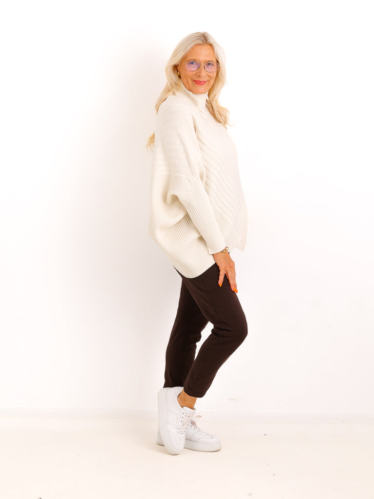 Oversize Strickpullover AMBER.S – Rippenstrick mit Turtleneck – Gr. 38–44