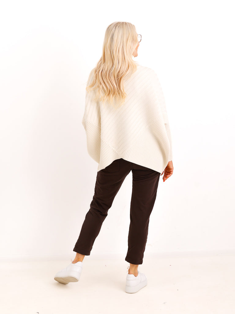 Oversize Strickpullover AMBER.S – Rippenstrick mit Turtleneck – Gr. 38–44