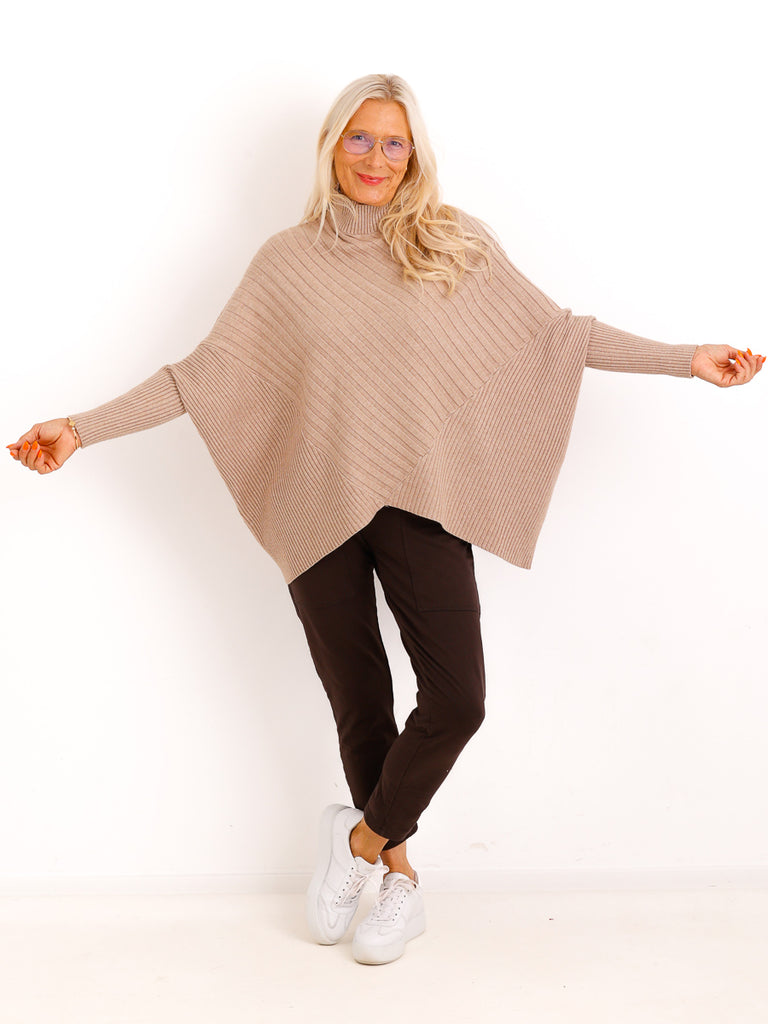 Oversize Strickpullover AMBER.S – Rippenstrick mit Turtleneck – Gr. 38–44