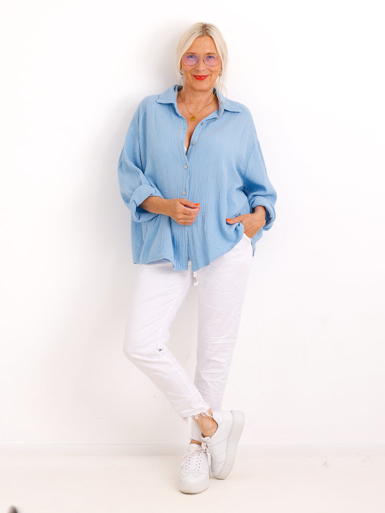 Musselin Oversize Bluse SIENNA.S - 100% Baumwolle - Gr. 38-44