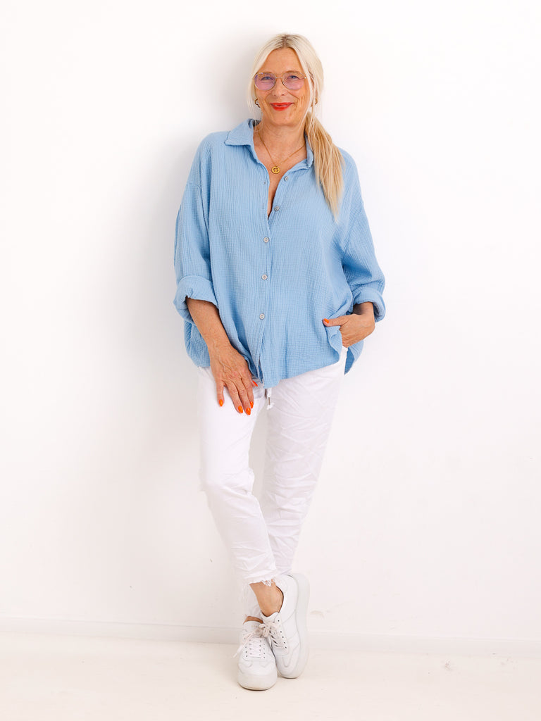 Musselin Oversize Bluse SIENNA.S - 100% Baumwolle - Gr. 38-44