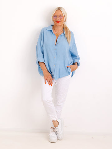 Musselin Oversize Bluse SIENNA.S - 100% Baumwolle - Gr. 38-44