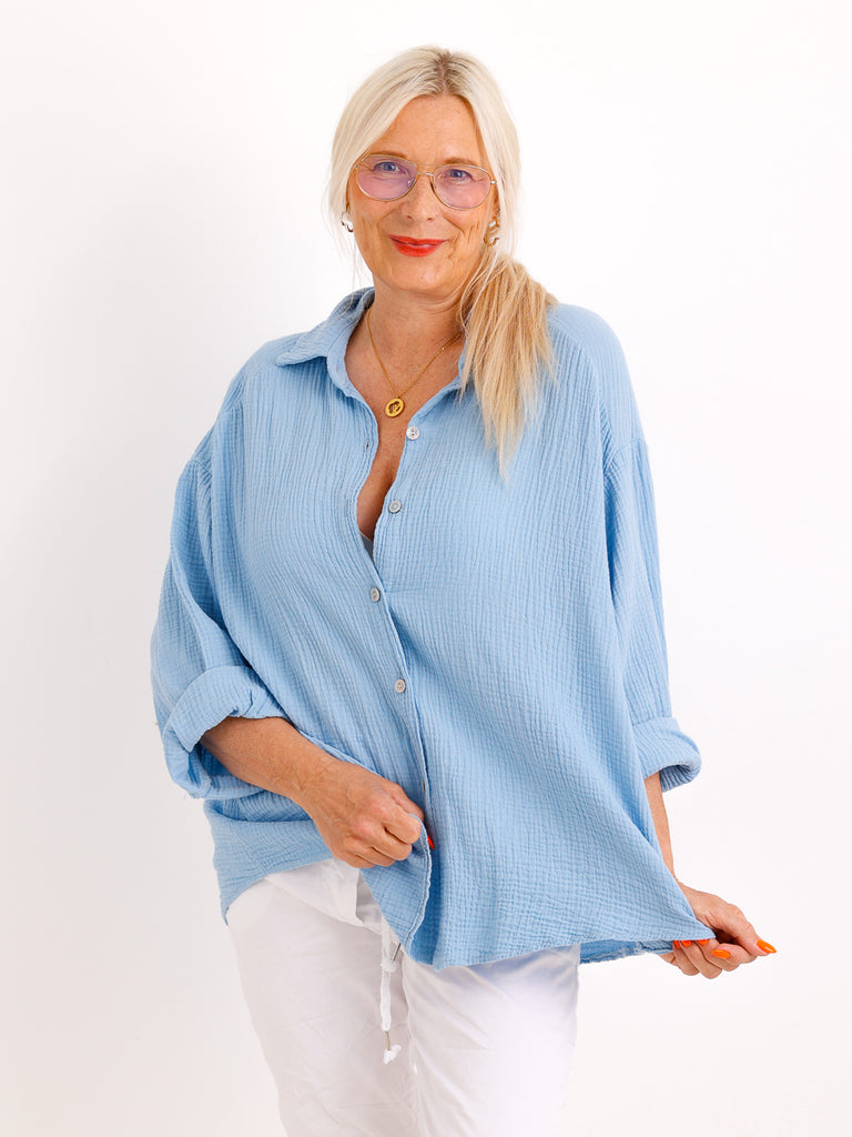 Musselin Oversize Bluse SIENNA.S - 100% Baumwolle - Gr. 38-44