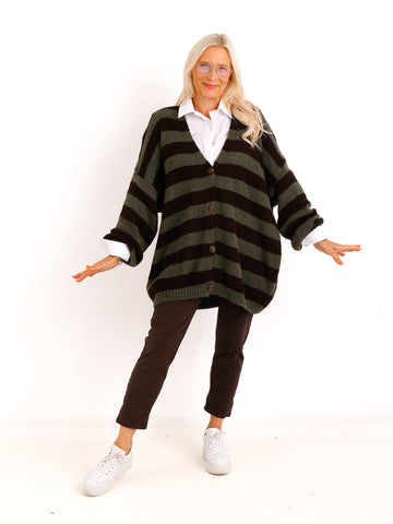 Curvy Size Strickjacke NELE.S – Zeitloser Ringel-Look – Gr. 42–50