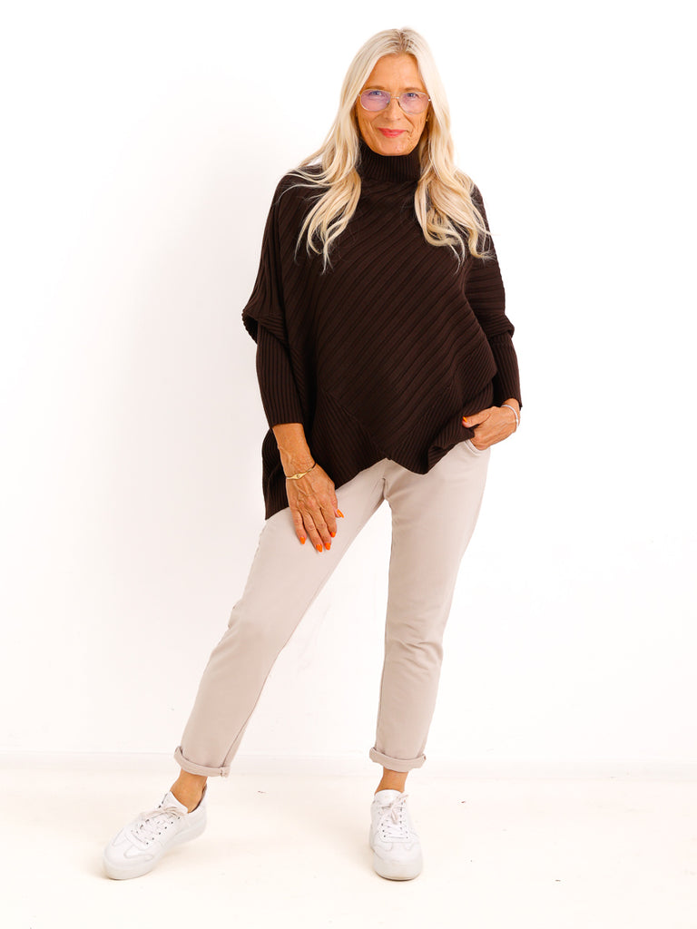 Oversize Strickpullover AMBER.S – Rippenstrick mit Turtleneck – Gr. 38–44