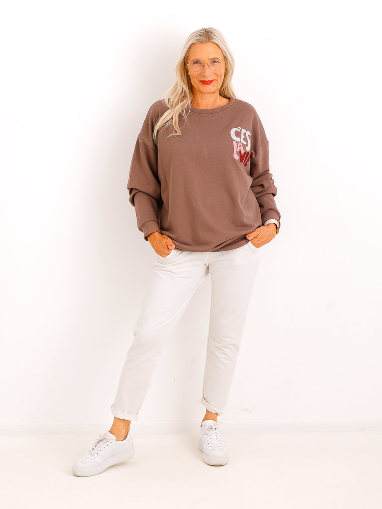 Oversize Sweatshirt LILIANA.S – C'est la vie Print im modernen Streetstyle – Gr. 36–42