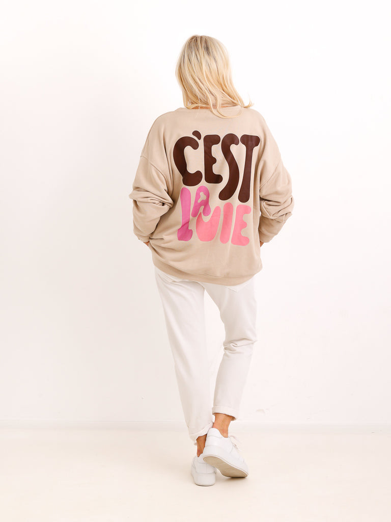 Oversize Sweatshirt LILIANA.S – C'est la vie Print im modernen Streetstyle – Gr. 36–42