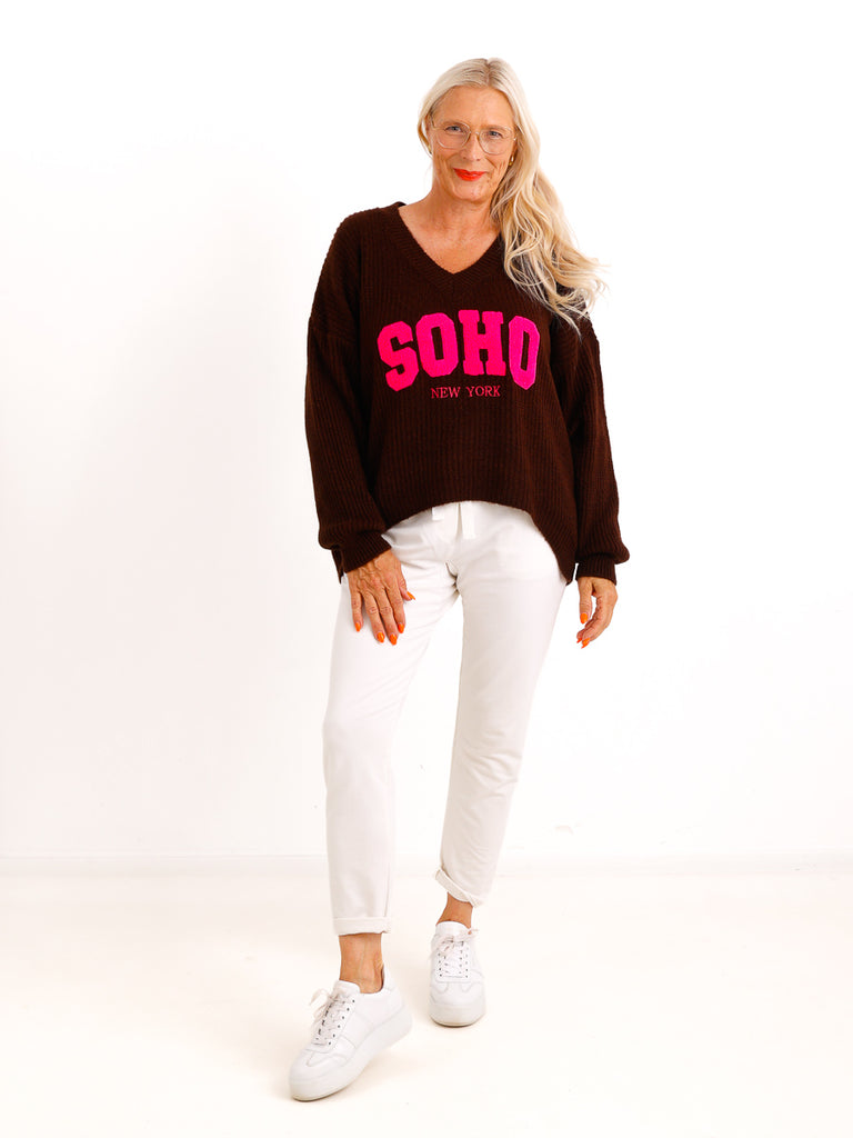 Oversize Strickpullover FLORINA.S – V-Ausschnitt & SOHO-Design – Gr. 38–44