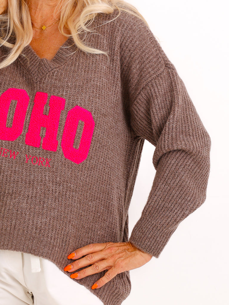 Oversize Strickpullover FLORINA.S – V-Ausschnitt & SOHO-Design – Gr. 38–44