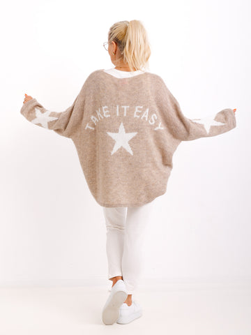 TAKE IT EASY oversize Pullover - beige