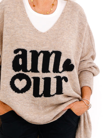 AMOUR oversize Pullover - beige