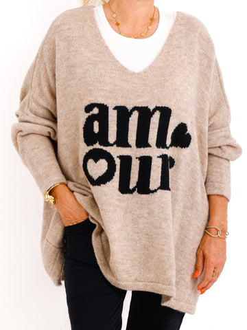 AMOUR oversize Pullover - beige