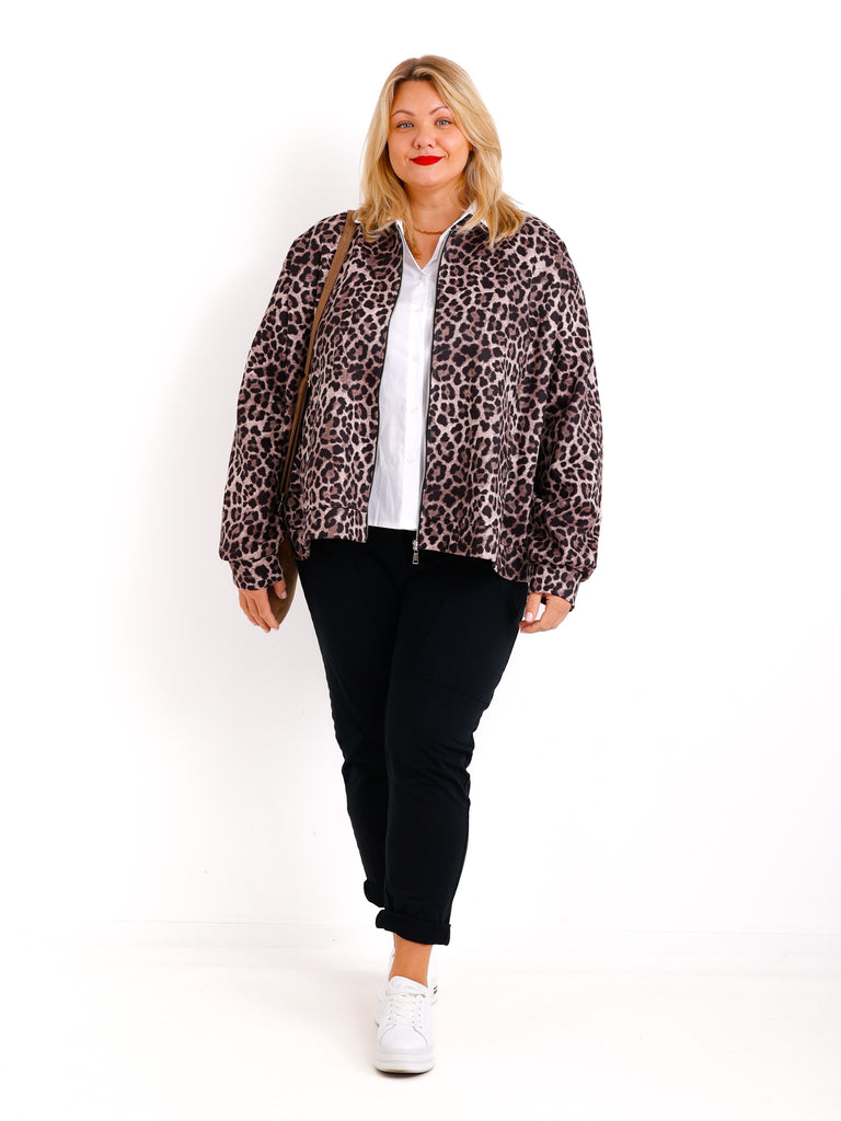 LOLA Curvy Size Blouson - leo - schoko / schwarz