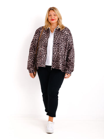 LOLA Curvy Size Blouson - leo - schoko / schwarz