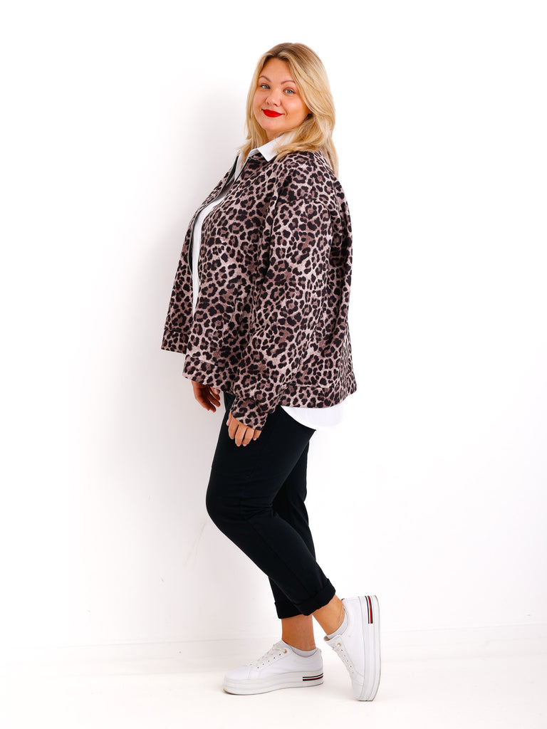 LOLA Curvy Size Blouson - leo - schoko / schwarz