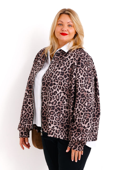 LOLA Curvy Size Blouson - leo - schoko / schwarz