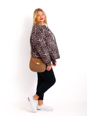 LOLA Curvy Size Blouson - leo - schoko / schwarz