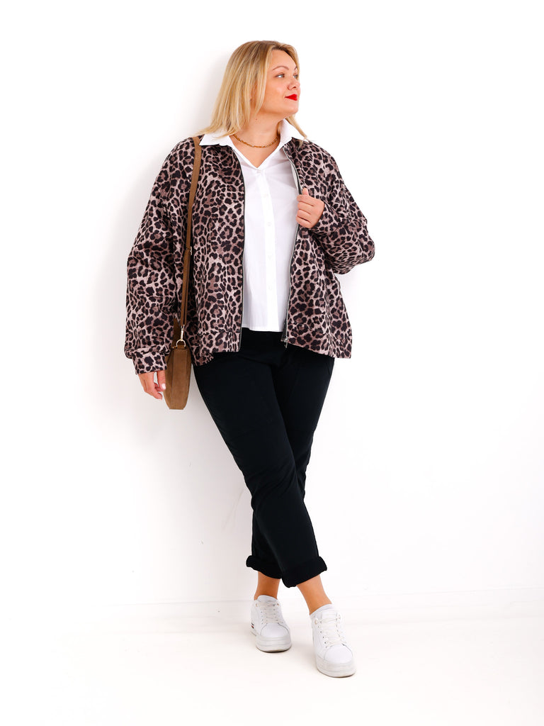 LOLA Curvy Size Blouson - leo - schoko / schwarz