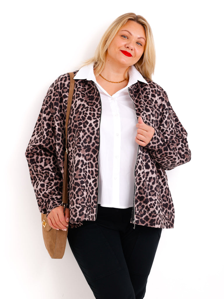 LOLA Curvy Size Blouson - leo - schoko / schwarz